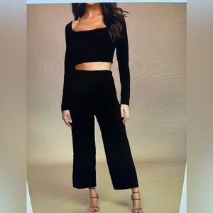 Chic night out black long sleeve two-piece jumpsuit